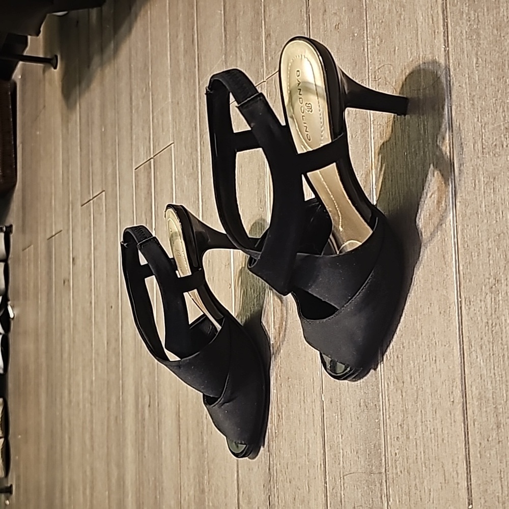 Strappy short black heels